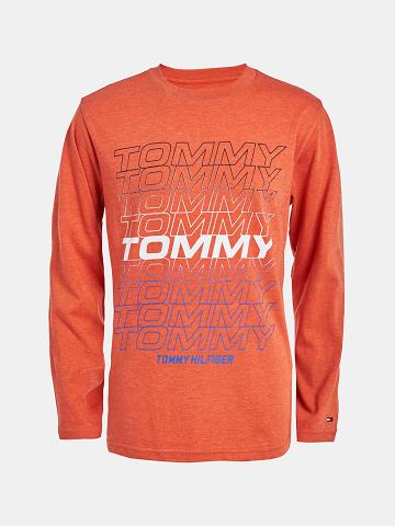 Fiú Tommy Hilfiger Big Tommy Long-Sleeve Póló Narancssárga | HU 2249BEX